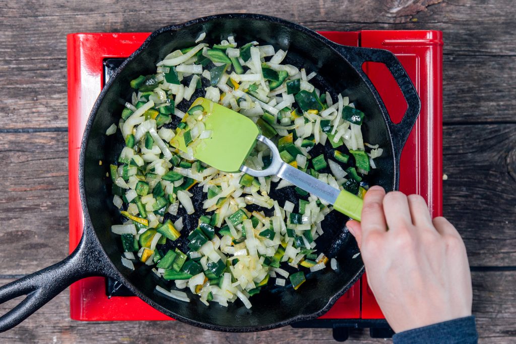 veggies in pan