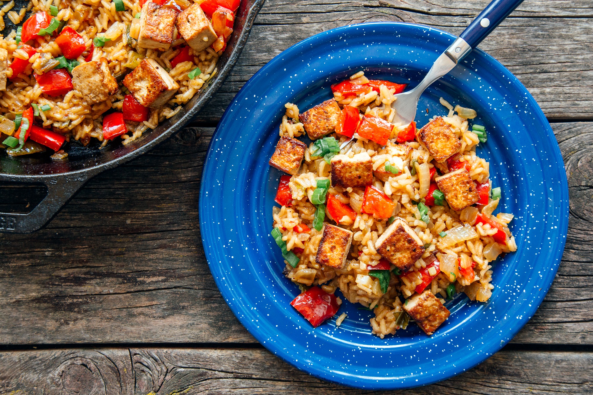 Tofu stir fry plated
