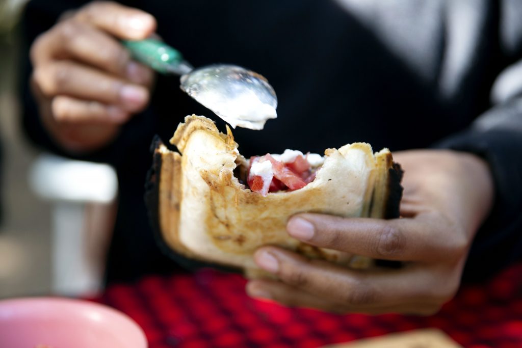 Cooked pie iron breakfast taco