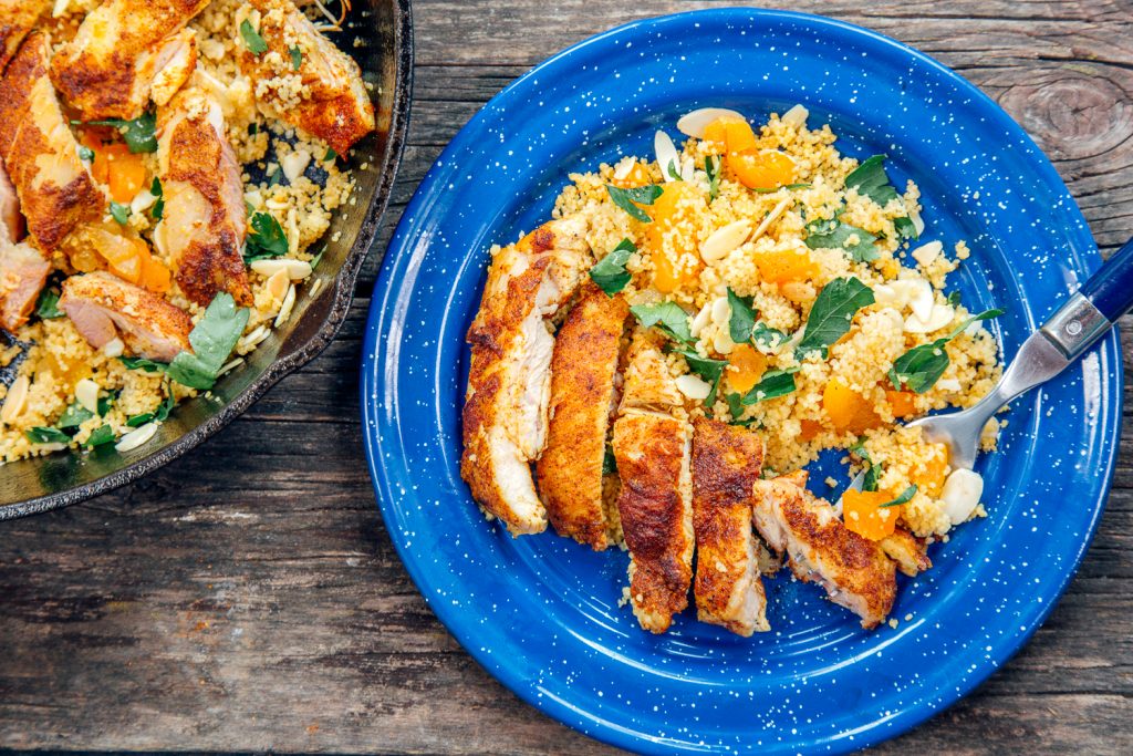 Moroccan Chicken Recipe Plate and Pan