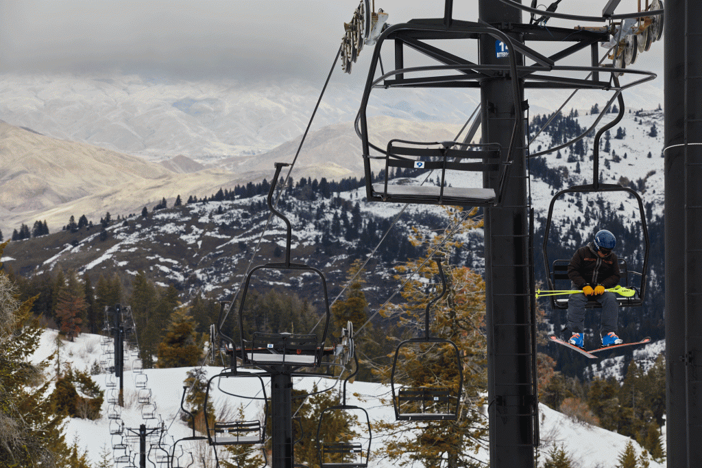 Empty chairlifts wait for skiers at Bogus Basin.