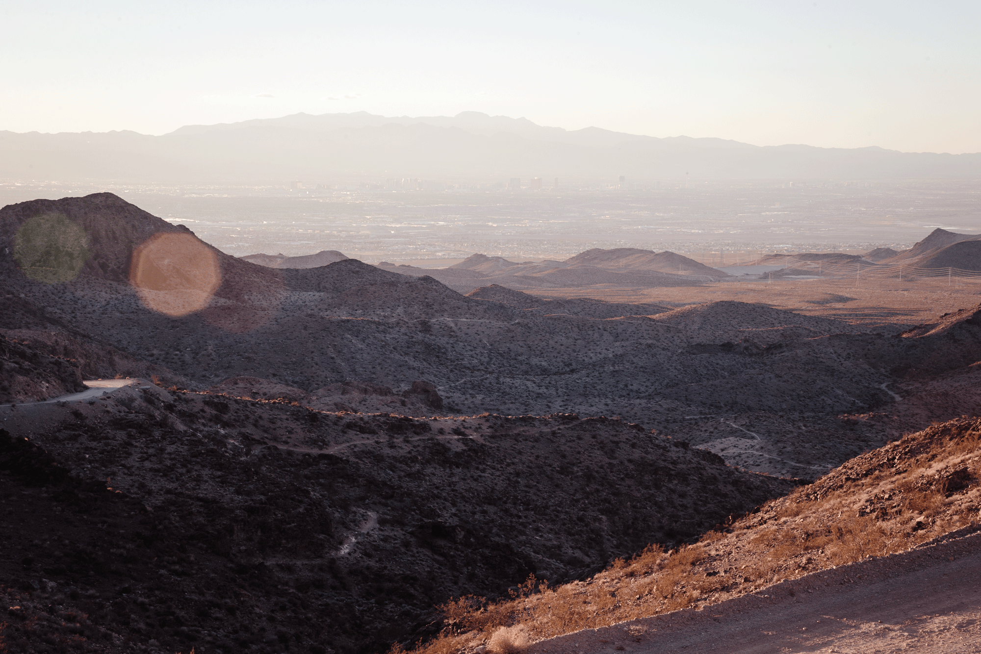 Nevada's red rocks aglow around the time of sunset