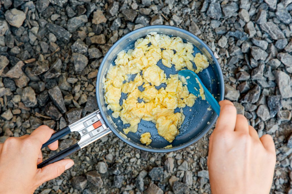 Rehydrated eggs for backpacking fried rice