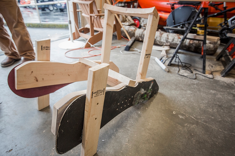 making a DIY Ski and Snowboard Adirondack Chair