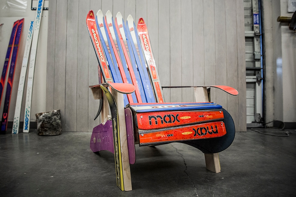 A Ski and Snowboard Adirondack Chair