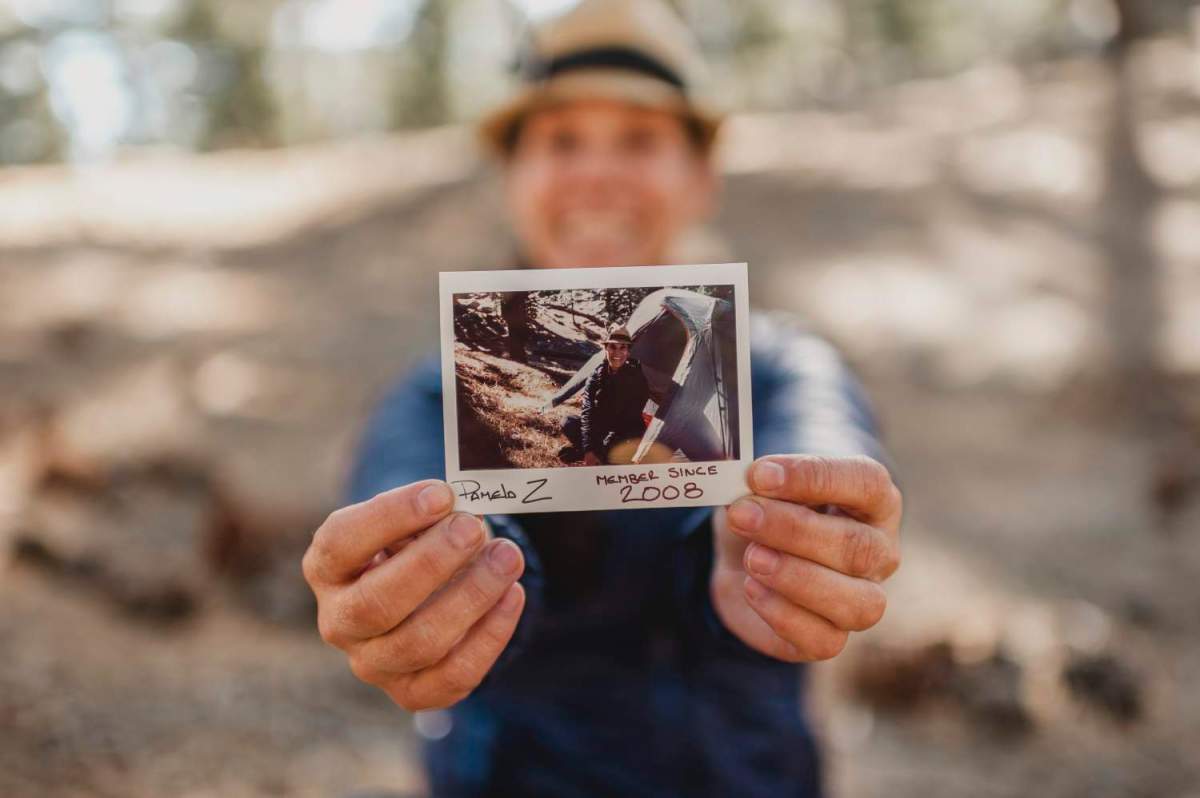 Pamela with polaroid
