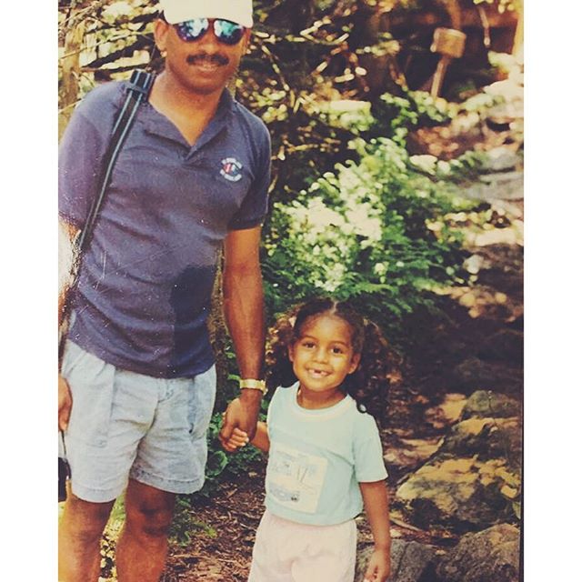 Dad and daughter outside