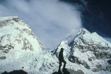 Sea to Summit co-founder Tim Macartney-Snape in profile before Mount Everest