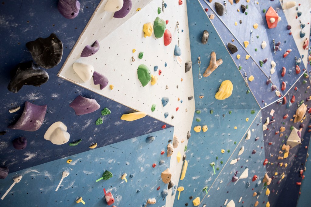 Wall at a climbing gym