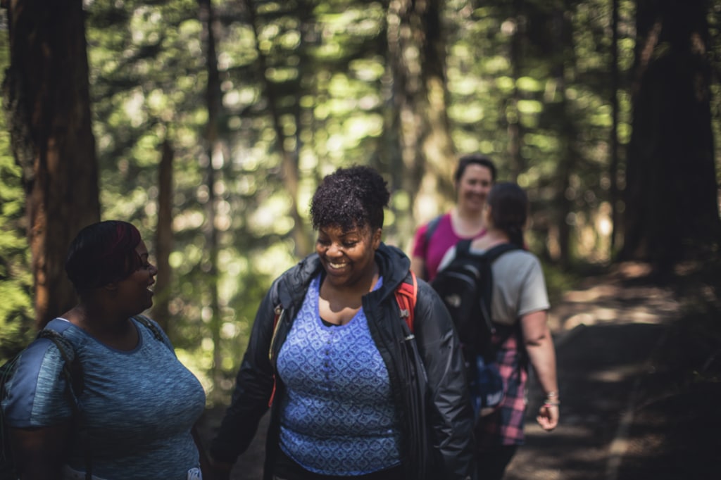 Hiking in the woods