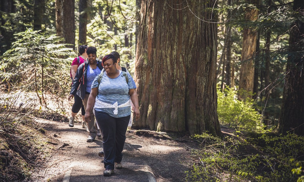 Hiking in the woods