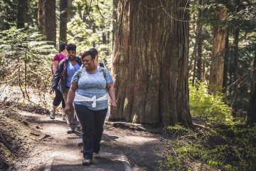 Hiking in the woods