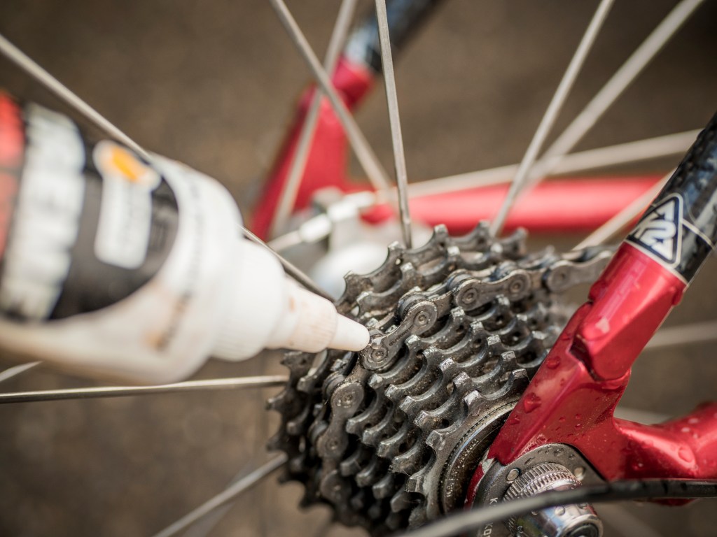 Applying chain lube