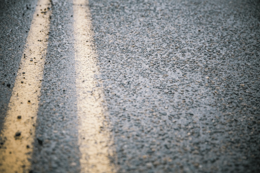 Paved rode with two yellow stripes
