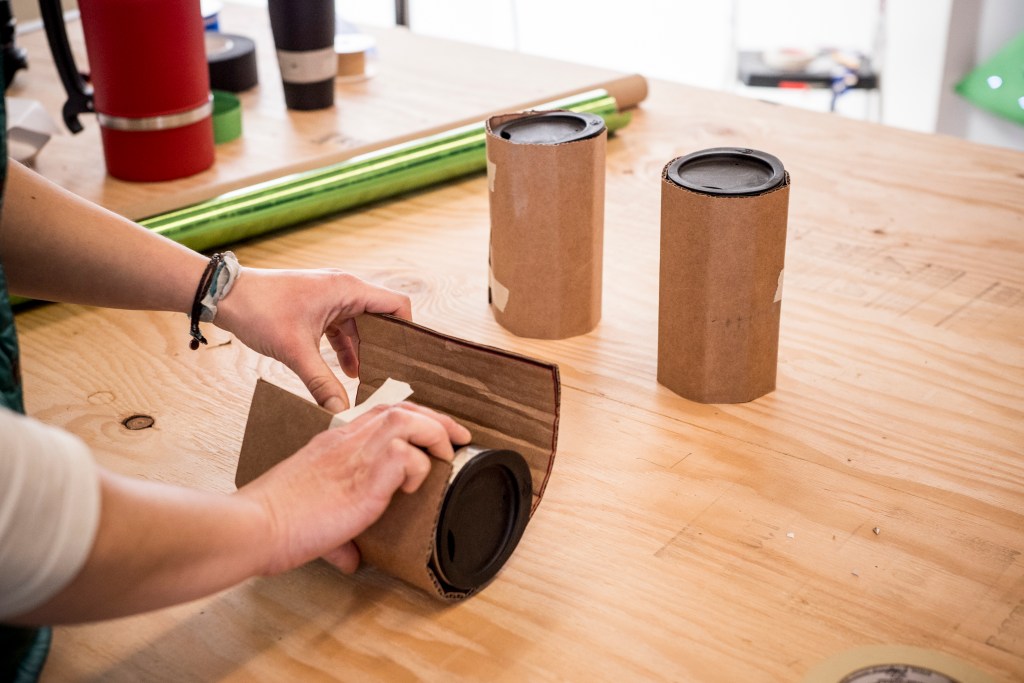 Wrap pint glasses in cardboard