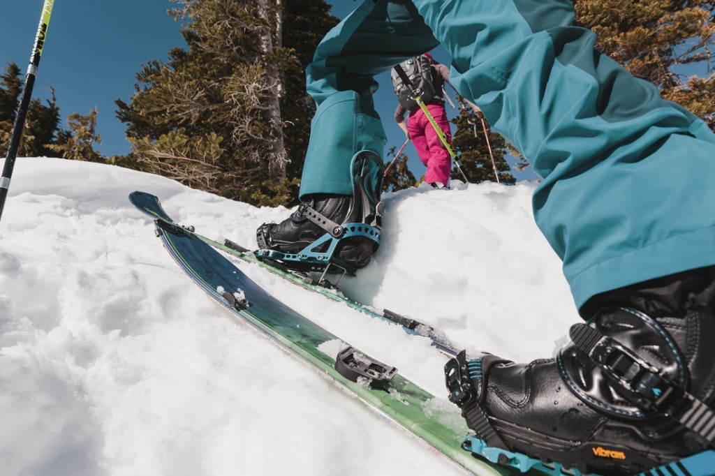 Skin track while backcountry skiing