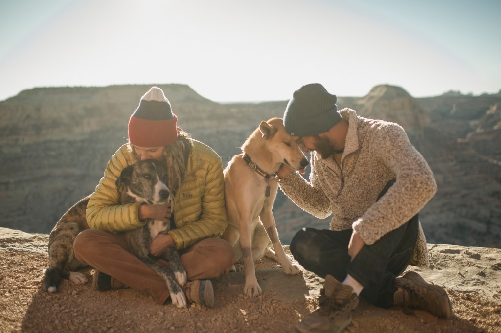 Brianna Madia and her husband, Keith, with their dogs