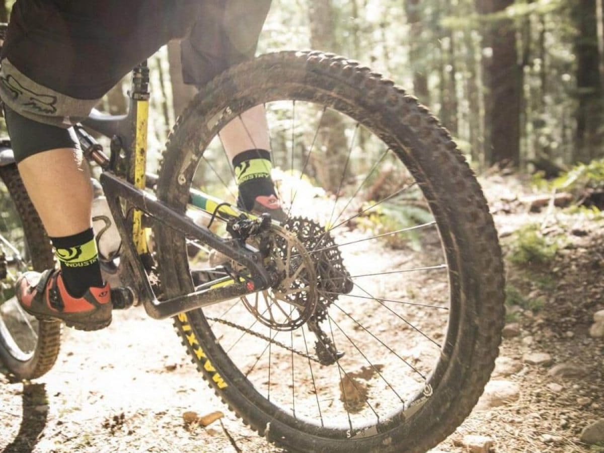 climbing on a full suspension mountain bike