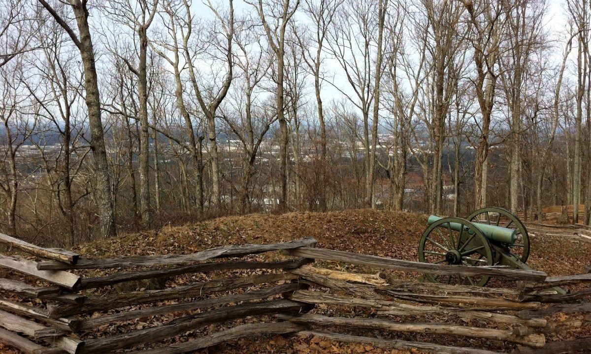 A cannon along the trail at Kennesaw Mountain Battlefield Park.