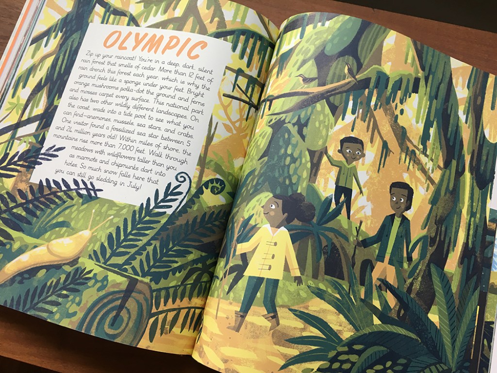 Children's book pages about Olympic National Park