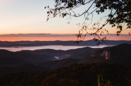 A view at dusk of Blue Ridge Mountains