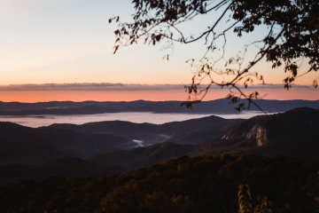A view at dusk of Blue Ridge Mountains