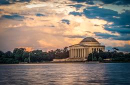 On the shore of Tidal Basin next to Thomas Jefferson Memorial in Washington, D.C.