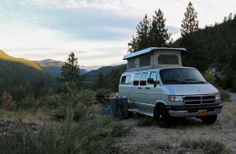 Van at a campsite