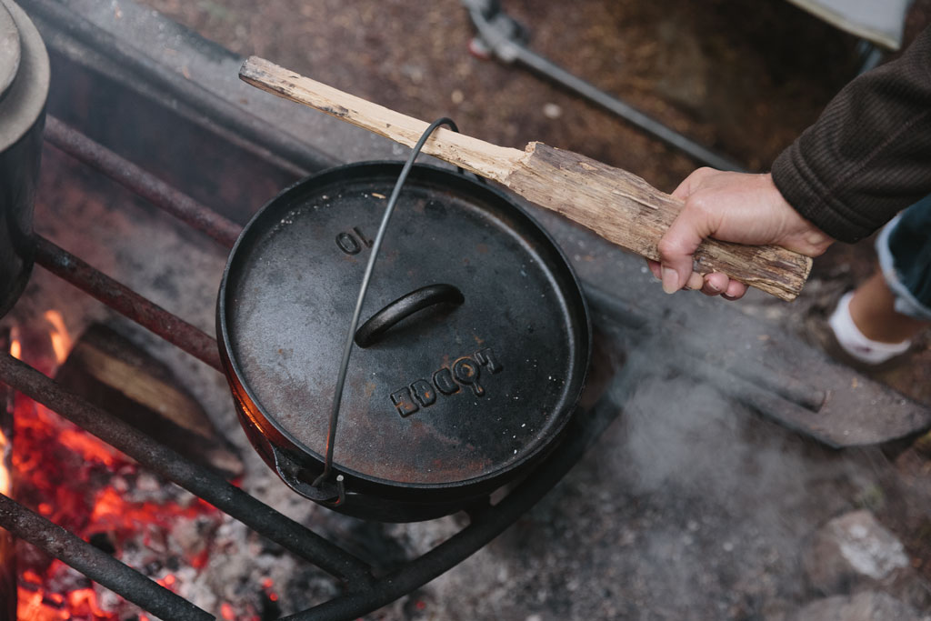 Cooking over a campfire