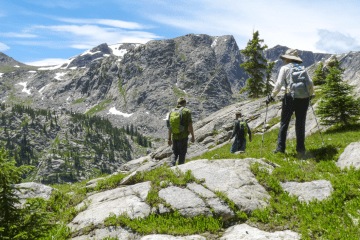Three hikers on a Rocky Mountain National Park adventure