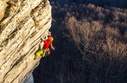 A climber at Sauratown Mountain.