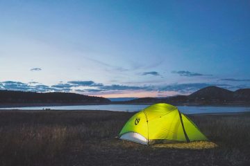 A tent at sunset in Colorado.