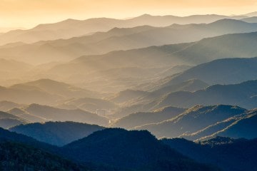 Beautiful mountains of Great Smoky Mountains National Park in the morning light