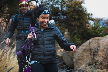 REI Co-op members using gear in the field.