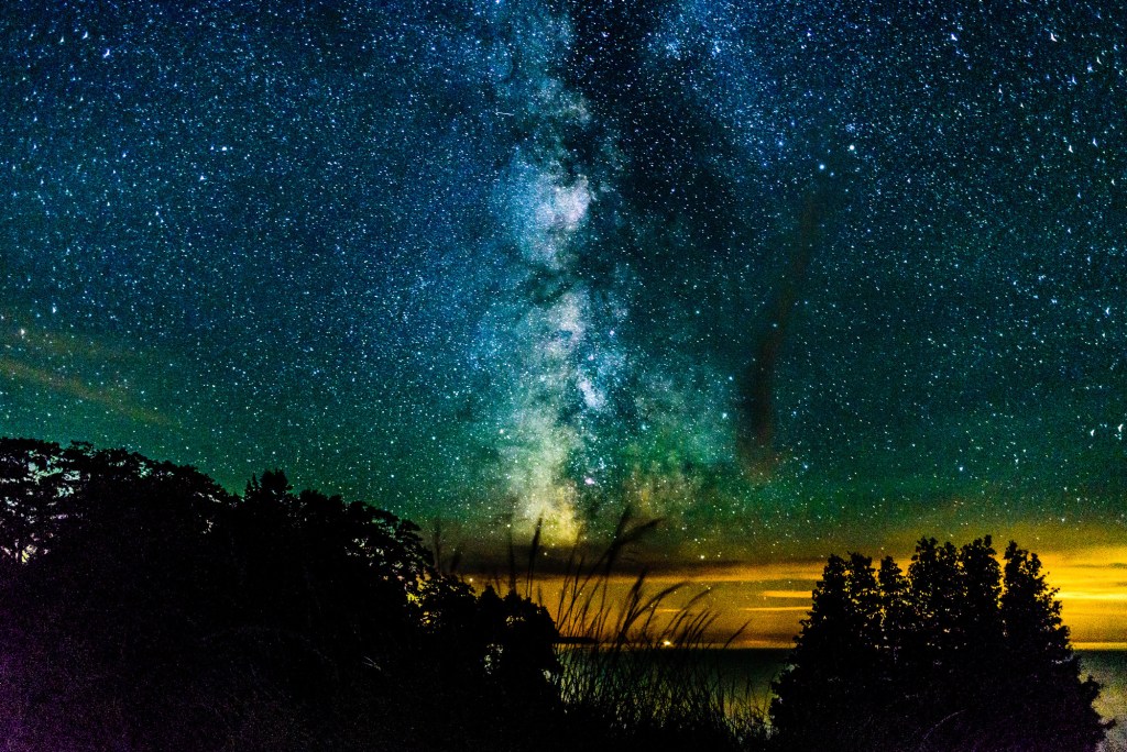 A view of the Milky Way over the shores of Lake Michigan on North Manitou Island.