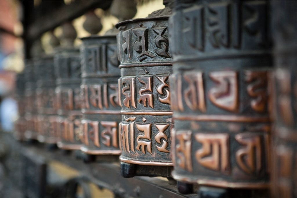 Prayer wheels are a common sight in Kathmandu and also during the trek to Everest Base Camp.