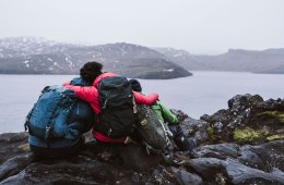 Hikers in Iceland sitting and taking in the view