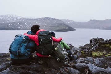 Hikers in Iceland sitting and taking in the view