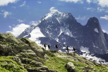 Hikers trek along the Tour du Mont Blanc.
