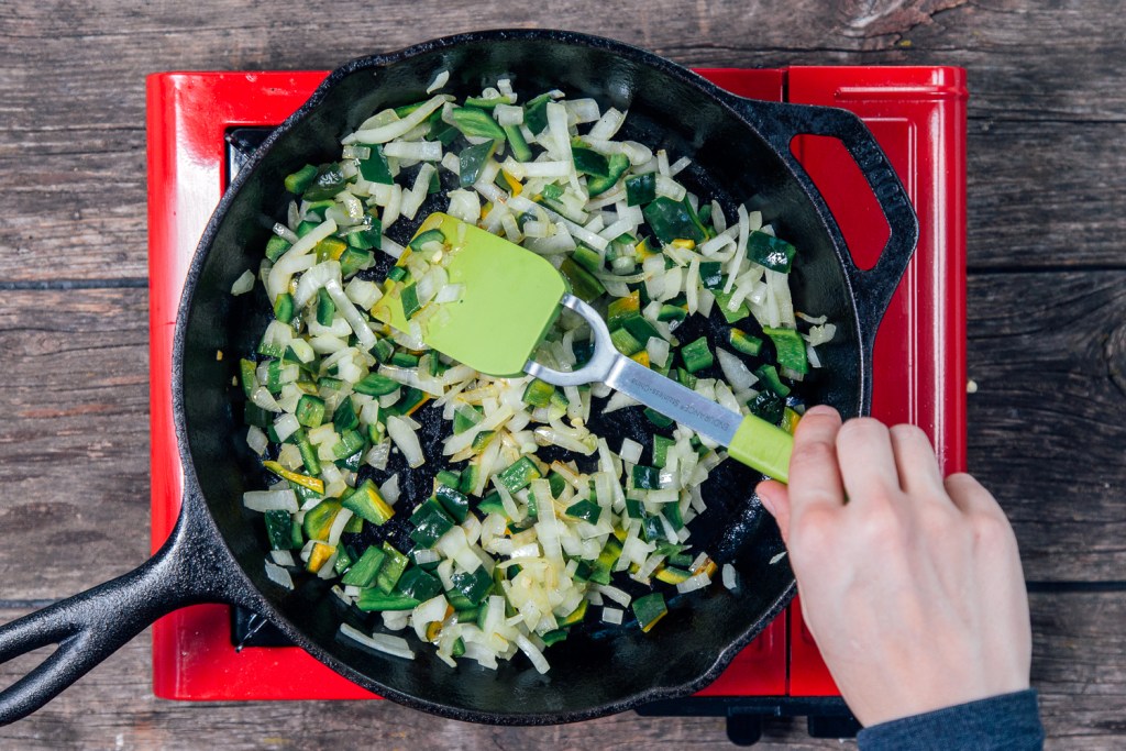 veggies in pan