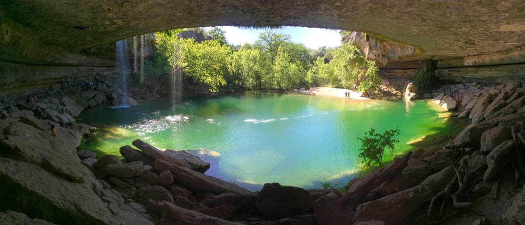 The blue waters of Hamilton Pool.