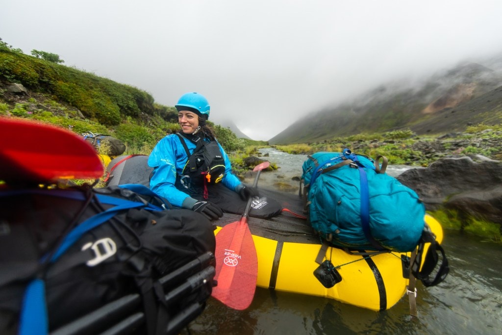 Shannon on Aniakchak packrafting