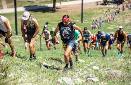 Racers at the Broken Arrow Sky Race climb up the slopes of Squaw Valley.