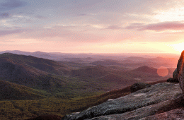 The sunrises over Virginia's mountains