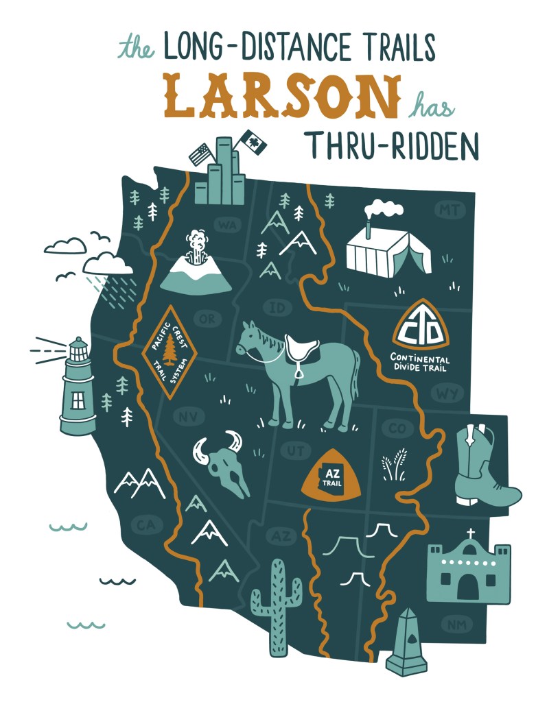An illustration of the trails Larson has ridden.