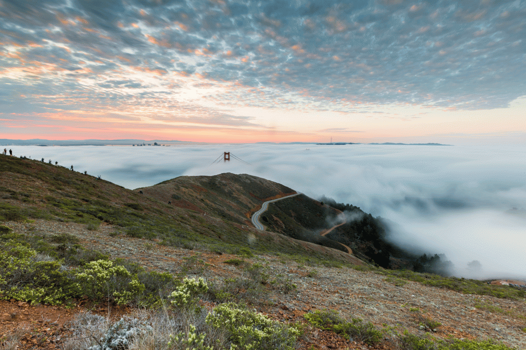 The Golden Gate Bridge in the mist