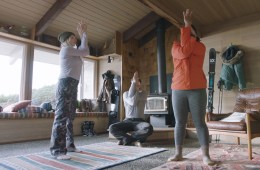 Yoga pose for before and after skiing or snowboarding