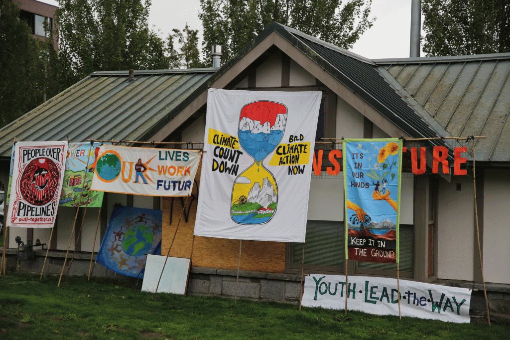 Signs prepped and ready for demonstration at the Seattle Climate Strike