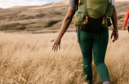Hiker on a trail in New Zealand