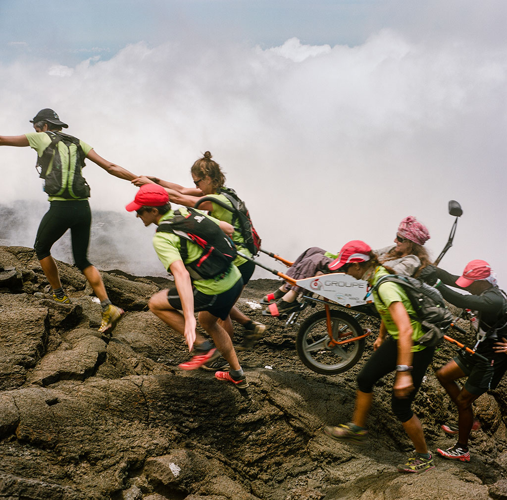 Group climbing Piton de la Fournaise